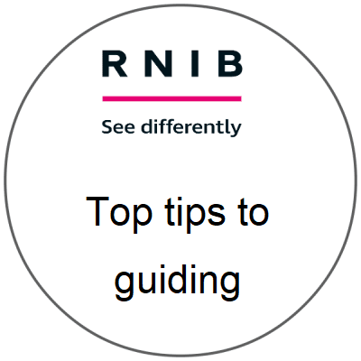 RNIB logo and the text: top tips to guiding